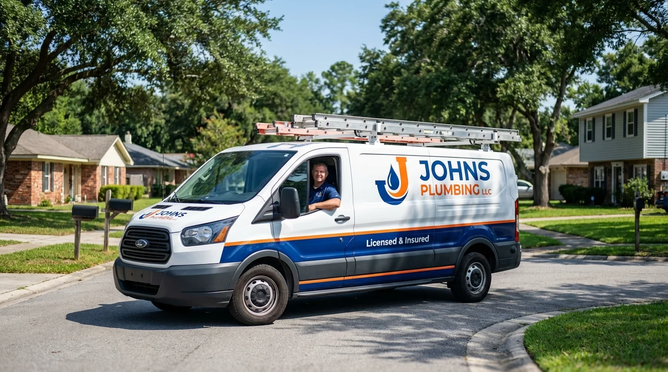 Johns Plumbing LLC service van in Port Lavaca, TX