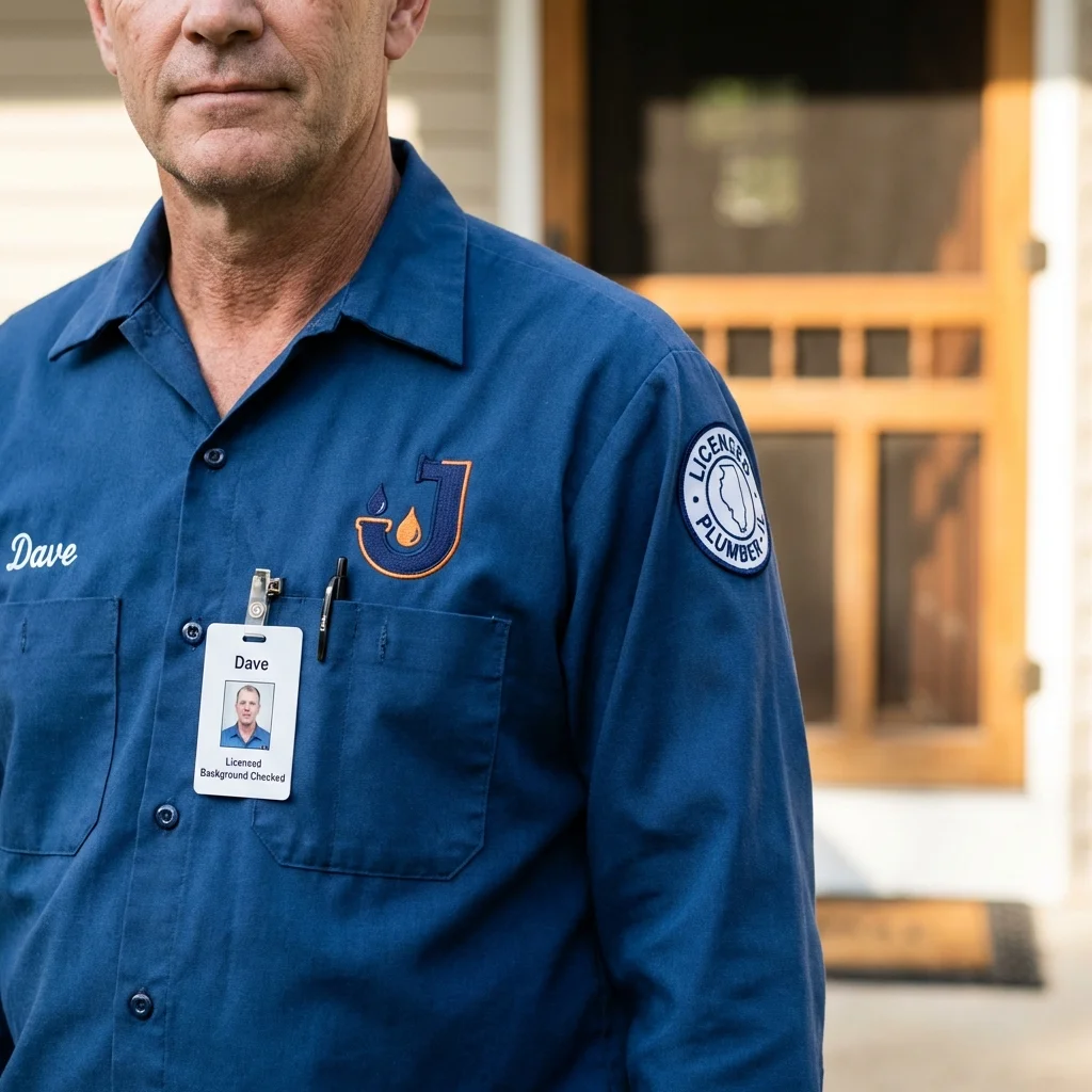 Licensed plumber showing ID badge in Port Lavaca, TX