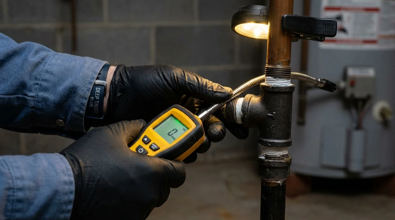 Gas leak detection with electronic sniffer by Johns Plumbing LLC in Port Lavaca
