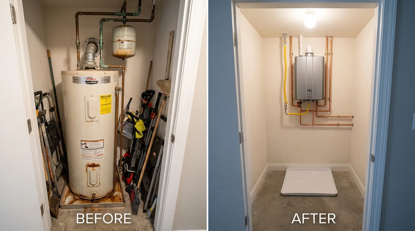 Tank water heater versus wall-mounted tankless unit comparison for Port Lavaca, TX homeowners
